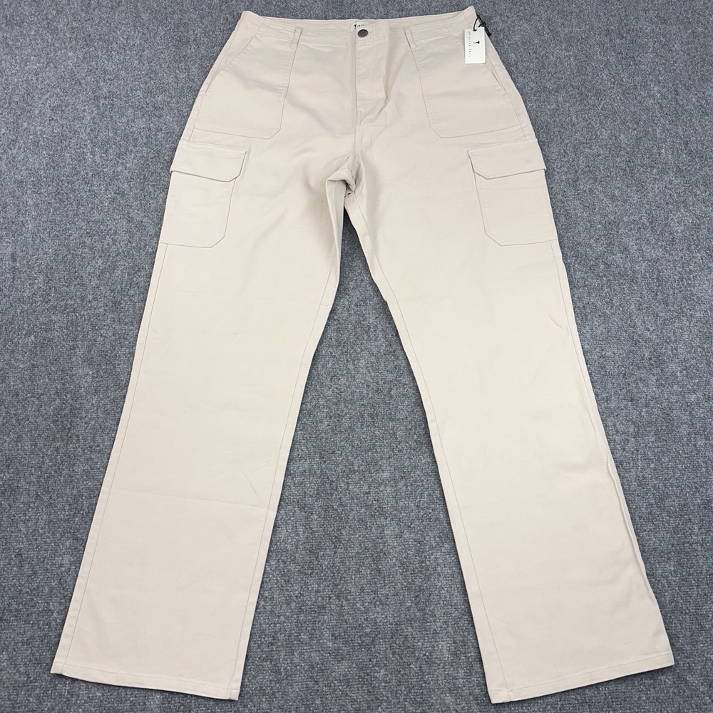 NEW American Tall Straight Leg Cargo Chino Pants in Soft Beige Women's 18T 37x35